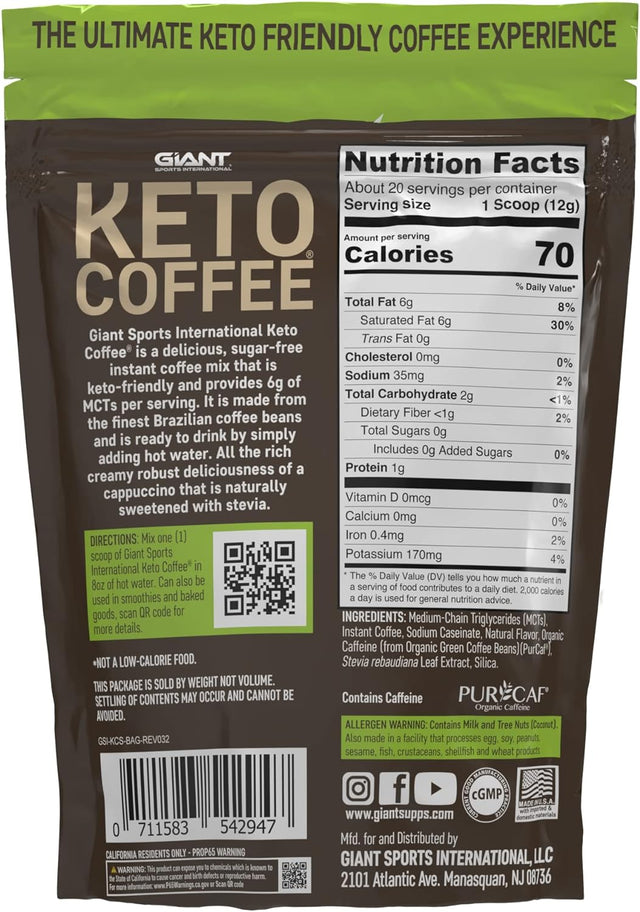 Giant Sports Keto Cheesecake and Keto Coffee