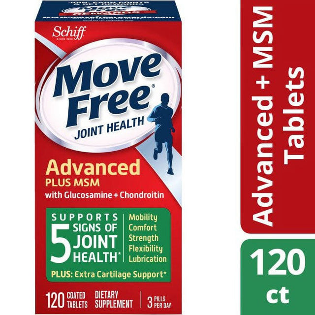 Glucosamine & Chondroitin plus MSM Advanced Joint Health Supplement Tablets, Move Free (120 Count in a Box) (3 Pack Case), Supports Mobility, Flexibility, Strength, Lubrication and Comfort*