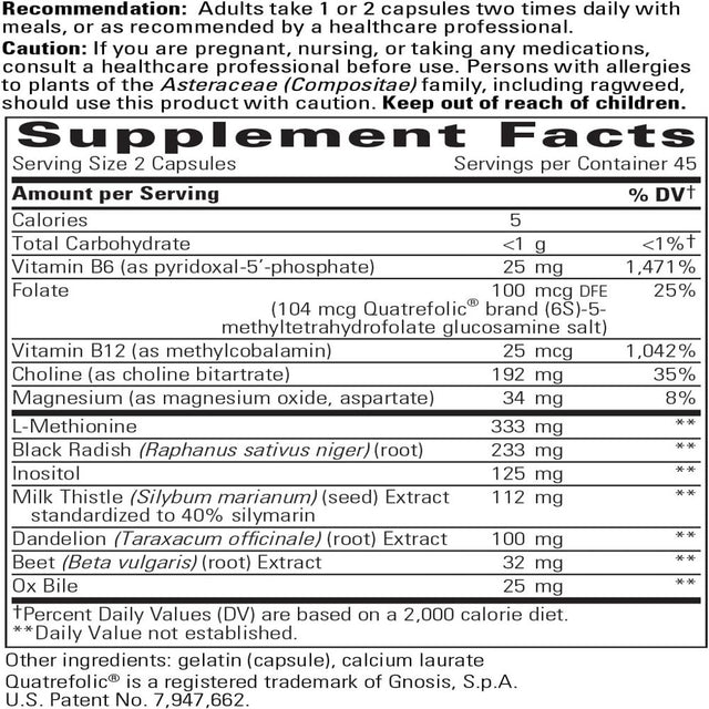 Integrative Therapeutics Lipotropic Complex - Liver Support with Milk Thistle, Vitamin B12, Bile Salts & Dandelion Root Extract* - Gluten-Free & Dairy-Free Liver Health Supplement* - 90 Capsules Standard Packaging