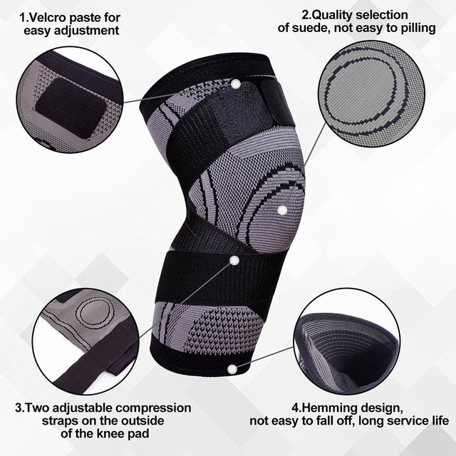 Huryfox 2 Pcs Compression Knee Sleeve for Joint Pain and Arthritis Relief, Breathable Knee Brace (1 Pair, Gray)