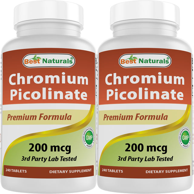 2 Pack Best Naturals Chromium Picolinate 200 Mcg 240 Tablets