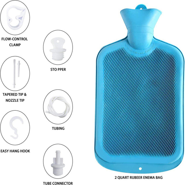 JIARUI Enema Bag Kit Rubber Anal Douche Vaginal Douche Enema Cleaner for Women’S or Man’S Health (Blue, 2L)