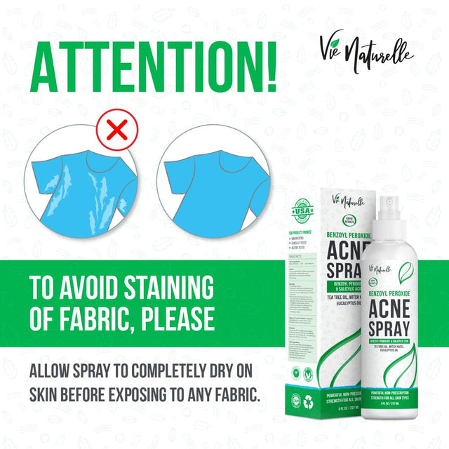 Face, Body Acne Spray with Benzoyl Peroxide - Salicylic Acid - Butt, Back Acne Treatment - Cystic Hormonal Acne Treatment, Body, Chest Spray with Tea Tree Oil - for Men, Women, Teens - Acne Body Spray