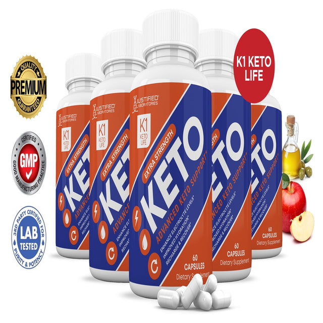 K1 Keto Life ACV Pills 1275 MG Stronger than Gummies Keto Support 5 Bottle