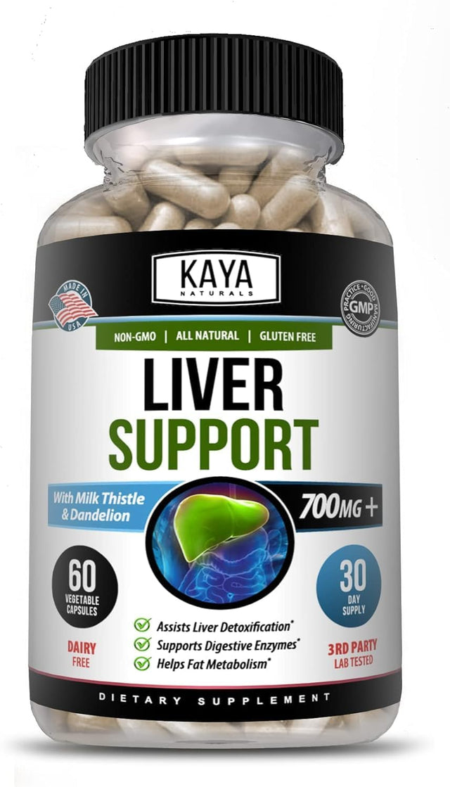 Kaya Naturals Liver Cleanse Detox & Repair | Milk Thistle Liver Supplement | Liver Detox for Women and Men | Artichoke Extract and Dandelion Root Capsules | 60 Count
