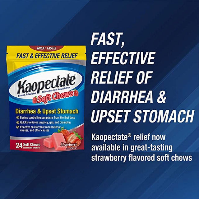 Kaopectate Soft Chews, Bismuth Subsalicylate, Anti-Diarrheal and Upset Stomach Reliever, 24 Ct