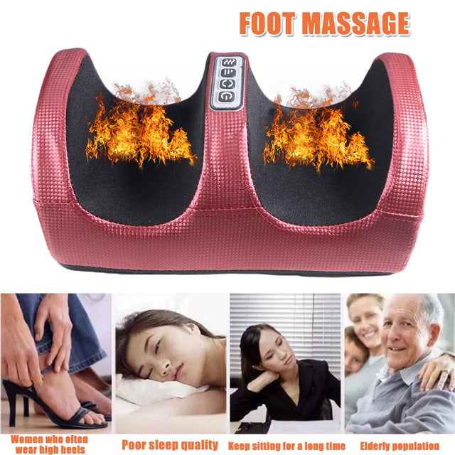 INTBASE Foot Massager with Heat,Chronic Nerve Pain Therapy Spa Gift Deep Kneading Rolling Massage for Leg Calf Ankle, Electric Shiatsu Foot Massager(Claret)