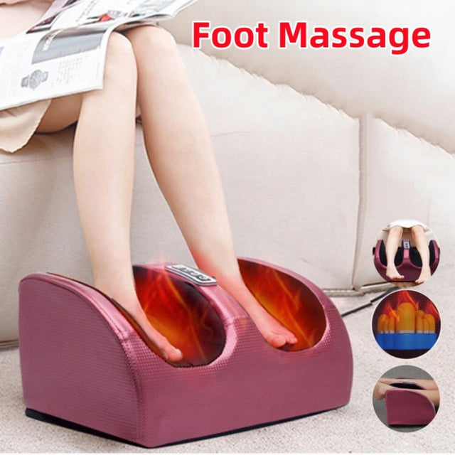 INTBASE Foot Massager with Heat,Chronic Nerve Pain Therapy Spa Gift Deep Kneading Rolling Massage for Leg Calf Ankle, Electric Shiatsu Foot Massager(Claret)