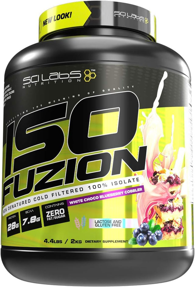Iso Fuzion 100% Whey Isolate by Scilabs Nutrition | 28G Non Denatured Protein Powder, White Choco Blueberry Cobbler, 4.4Lb