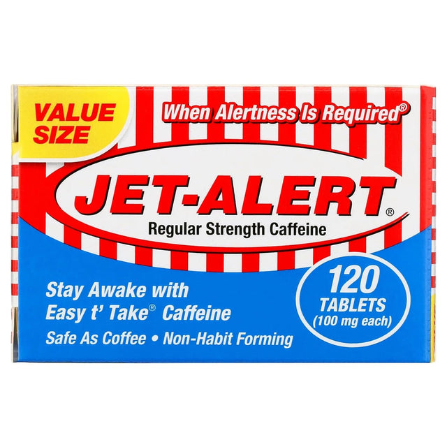 Jet-Alert 100 MG Each Caffeine Tab 120 Count - Pack of 3