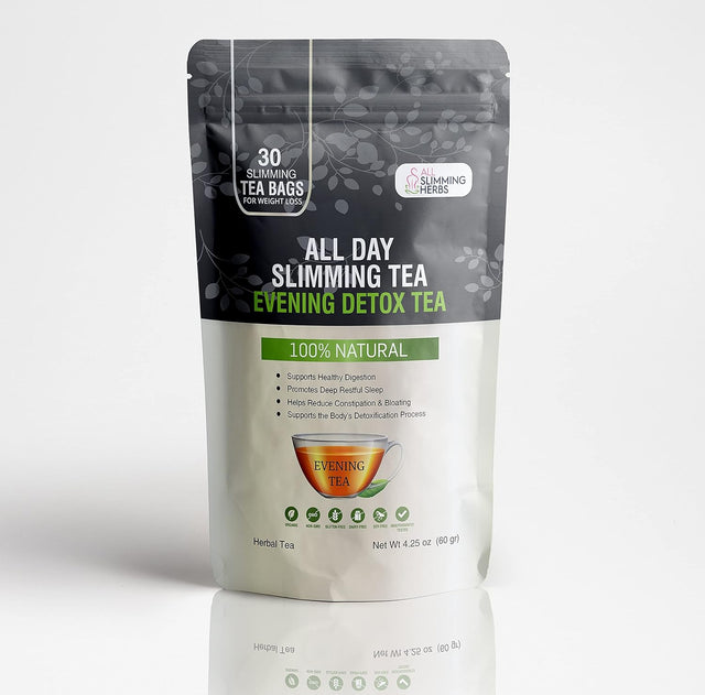 All Day Slimming Tea for Weight Loss - All Natural 30 Days Detox Tea That Flattens Tummy - Daytime Energy Boost Tea 30 Bag+ Evening Detox Tea 30 Bag