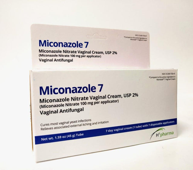 H2 Pharma Miconazole 7 - Miconazole Nitrate 2% Vaginal Cream, 1.59 Oz Tube - Antifungal for Yeast Infection, Relieves Itching