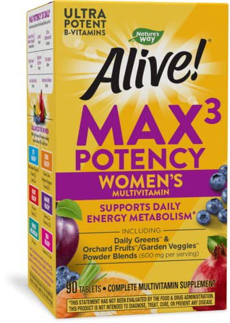 Nature’S Way Alive! Max3 Potency Women’S Multivitamin, High Potency B-Vitamins, 90 Tablets