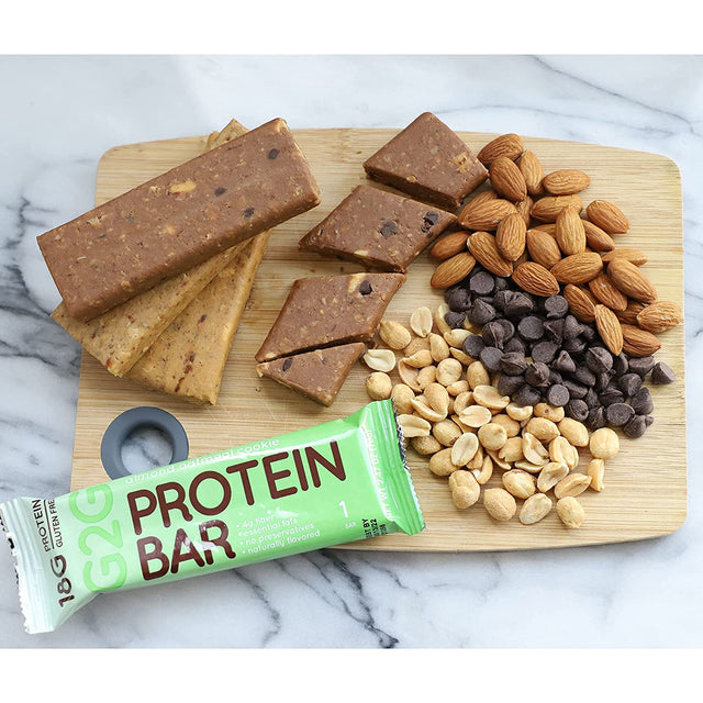 G2G Protein Bar, Almond Oatmeal Cookie, Real Food Ingredients, Refrigerated for Freshness. 24 Count (3 Packs of 8)