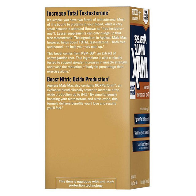 Ageless Male Max Total Testosterone and Nitric Oxide Booster - 120 Caplets