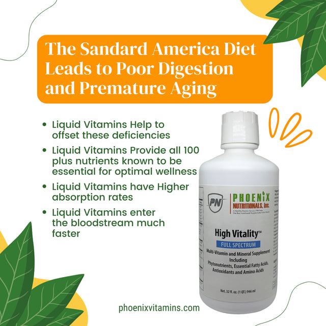 High Vitality Natural Full Spectrum Liquid Vitamin and Mineral Supplement, High Energy, Anti-Aging Formula, Mixed Fruit Flavor, Gluten Free, Sugar Free, & Highly Absorbable