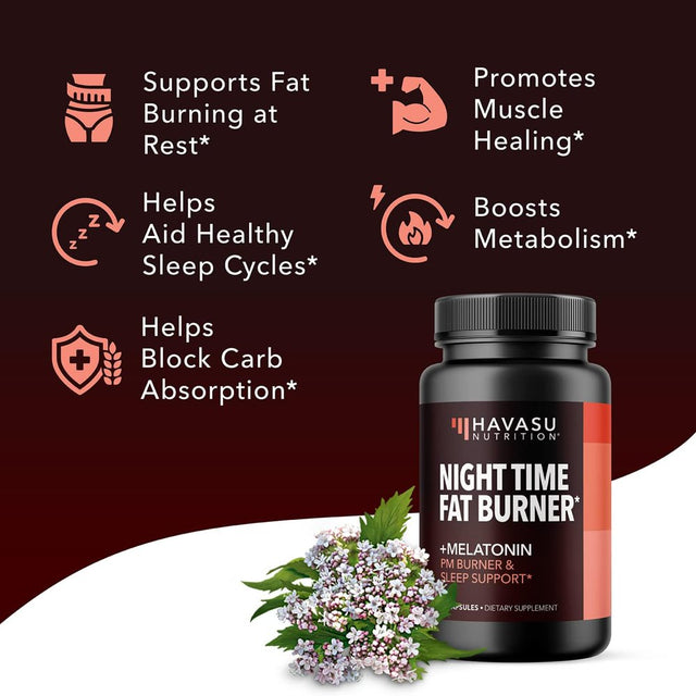 Havasu Night Time Fat Burner for Women Pills | Metabolism Booster to Support Weight Loss, 60Ct