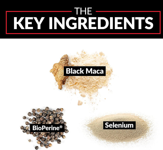 Force Factor Black Maca Root Vitality Supplement for Men with Superior Absorption and Power, Natural Maca Negra Extract, Fundamentals Series, 1000Mg, 60 Capsules