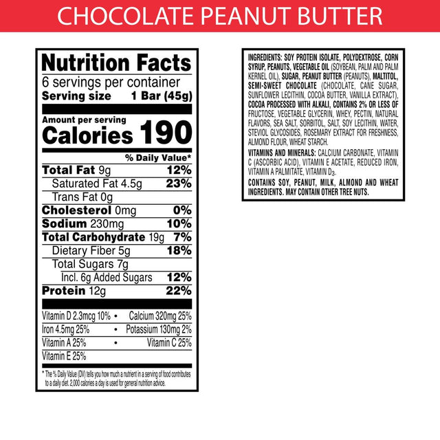 Kellogg'S Special K Chocolate Peanut Butter Chewy Protein Meal Bars, Ready-To-Eat, 9.5 Oz, 6 Count