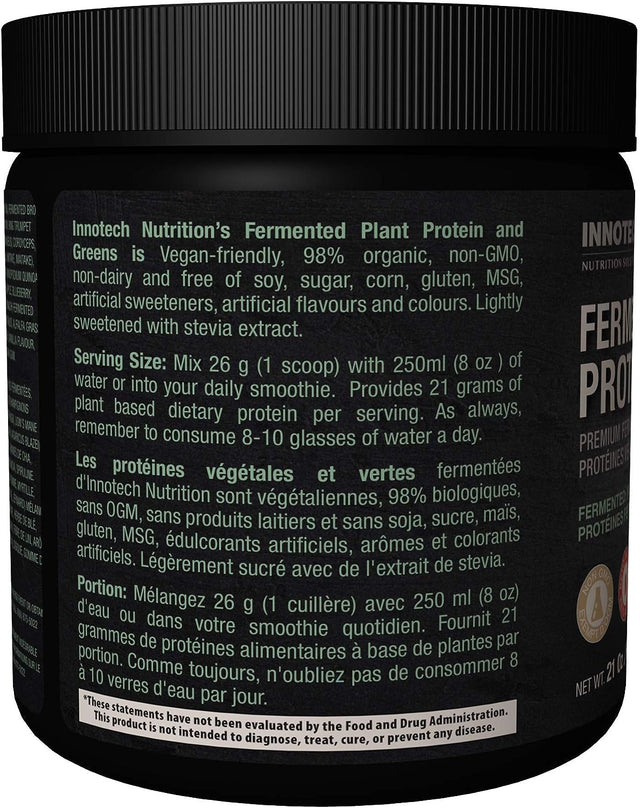 Innotech Nutrition Solutions Fermented Plant Protein & Greens Vanilla, Lightly Sweetened - 600 G