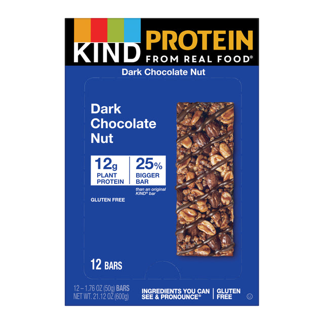 KIND Bars, Dark Chocolate Nut Protein Bar, Gluten Free, 1.76 Oz,12 Snack Bars