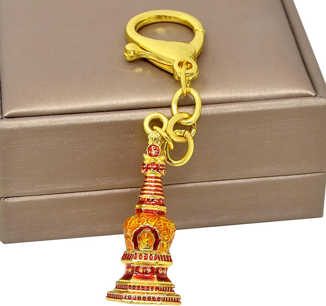Feng Shui MANJUSHRI WISDOM STUPA KEYCHAIN Learning and Career Energy Enhancement Red 11.2X2Cm/4.4X0.7In Fengshuibringluck 0