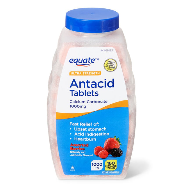 Equate Ultra-Strength Antacid Tablets, 1000 Mg, Assorted Berries, 160 Count