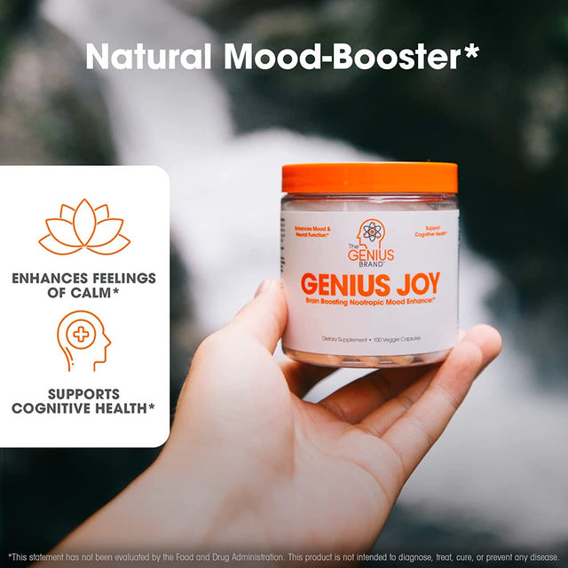 Mood Enhancing Brain Booster Supplement Vitamin-Rich Nootropic Anxiety Relief Support, Genius Joy by the Genius Brand