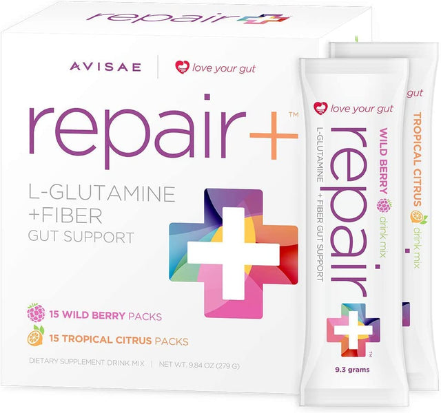 Repair+ L-Glutamine + Fiber_30 Stick Packs_Love Your Gut! Avisae Optimall Nutrition Repair+ L-Glutamine + Fiber Drink