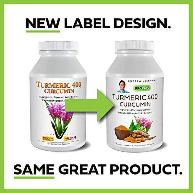 ANDREW LESSMAN Turmeric 400 - 30 Capsules €“ 95% Curcuminoids as Phospholipid Complex for Optimum Benefits and Greater Absorption, High Potency Standardized Extract, Small Easy to Swallow Capsul
