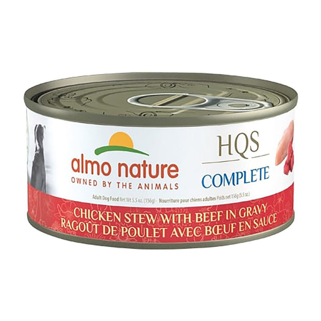 Almo Nature: HQS Complete Dog 12 Pack: Chicken Stew with Beef in Gravy - 5.5 Oz Cans, Adult Dog Canned Wet Food, Daily Meal, Grain Free