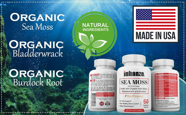 2 Pack Sea Moss & Cleanse, Organic Irish Moss, Burdock, Bladderwrack, Cleanser Detoxifier, Essential Minerals.