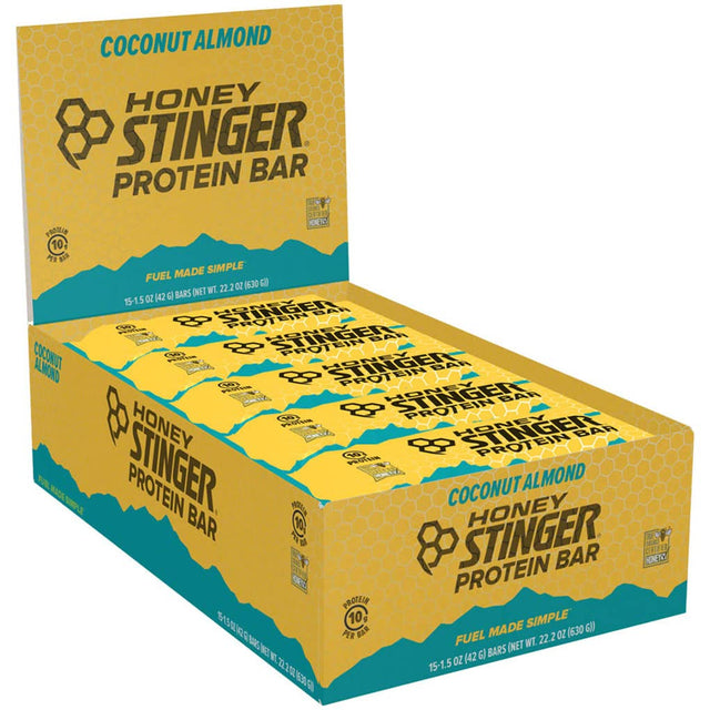 Honey Stinger 10G Whey Protein Bar Box/15 Dark Chocolate Coconut Almond