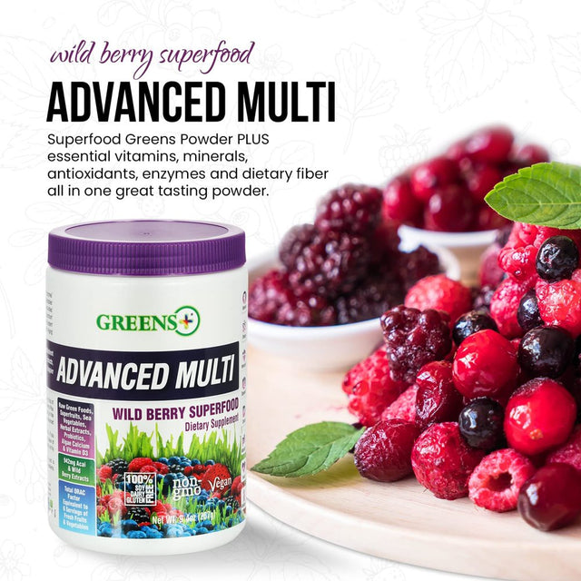 Greens plus Advanced Multi Wild Berry Superfood Powder, Fruits and Veggies Supplement, 30 Servings