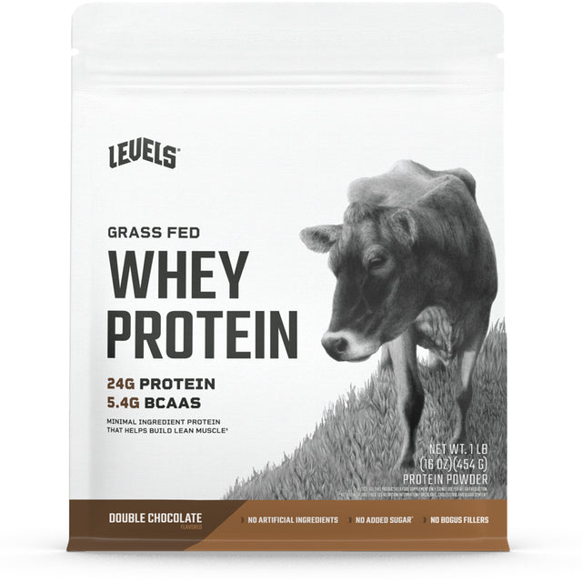 Levels Grass Fed 100% Whey Protein, No Hormones, Double Chocolate, 1LB