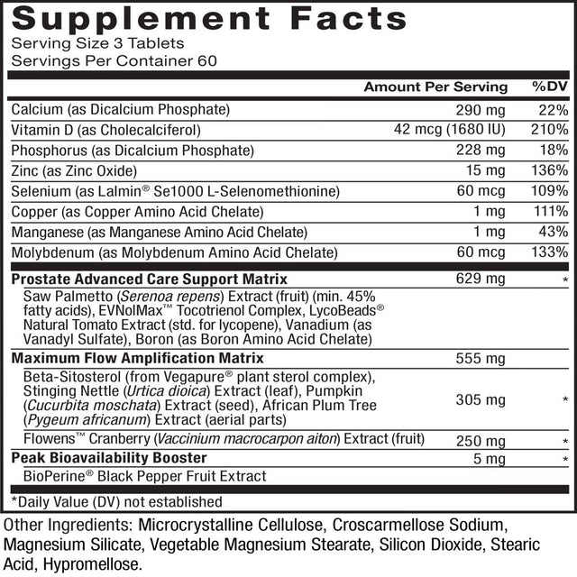 Force Factor Prostate Advanced, Prostate Supplement for Men,180 Tablets