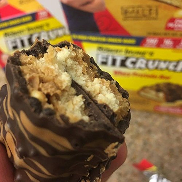 FITCRUNCH Snack Size Protein Bars, Designed by Robert Irvine, 6-Layer Baked Bar, 3G of Sugar & Soft Cake Core (18 Bars, Peanut Butter)