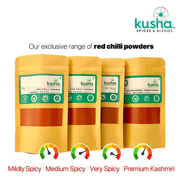 Kusha Spices & Blends Red Chilli Powder Medium Spicy 100% Natural Finely Ground