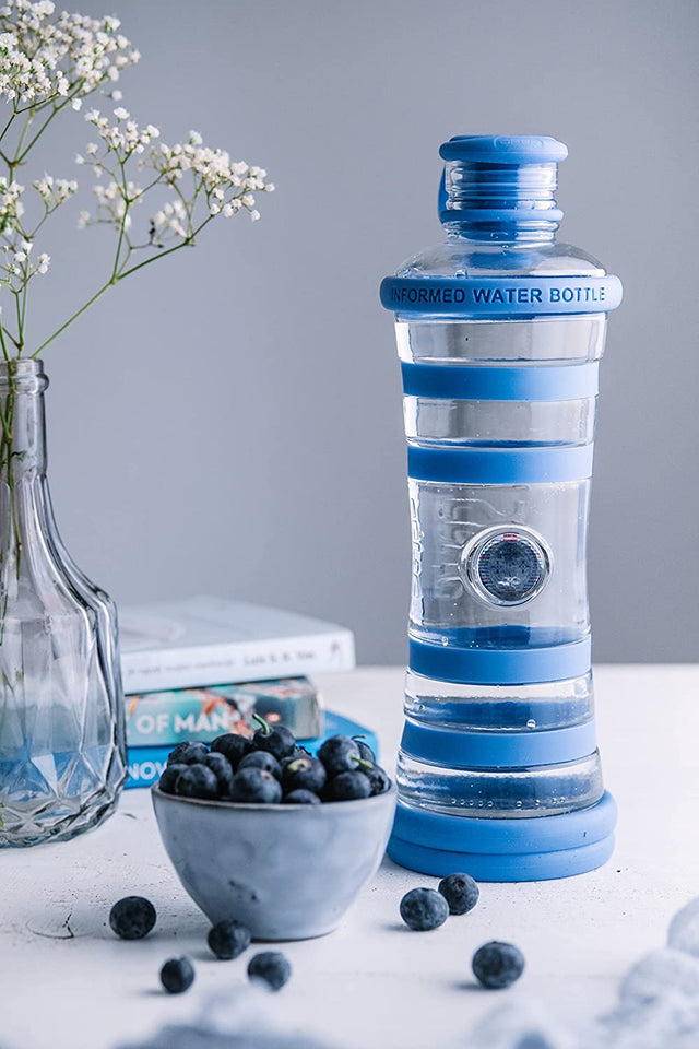 I9Bottle Blue - Structured Water, Glass Water Bottle, Relieve Stress, Super Hydration, Increases Physical Fitness, Body Detox, Chakra Balancing, Increases Strength, Spiritual Gifts, Meditation