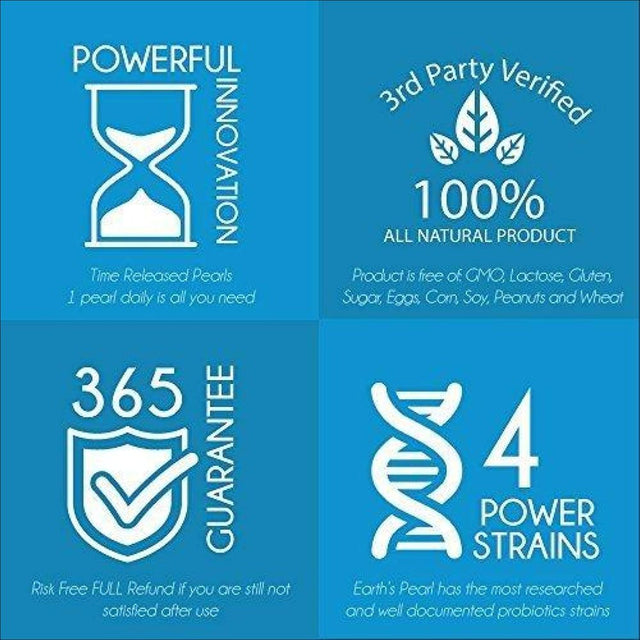 60 Day Supply - Earth?S Pearl Probiotic & Prebiotic - for Women, Men and Kids - Advanced Digestive Gut Health and Enzyme Support - One a Day Pearls - Billions of Live Cultures