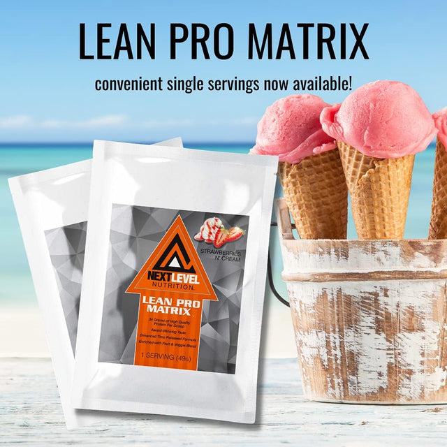 Lean Pro Matrix Protein Travel Packs by Next Level Nutrition | Strawberries and Cream | 7 Day Supply Single Servings