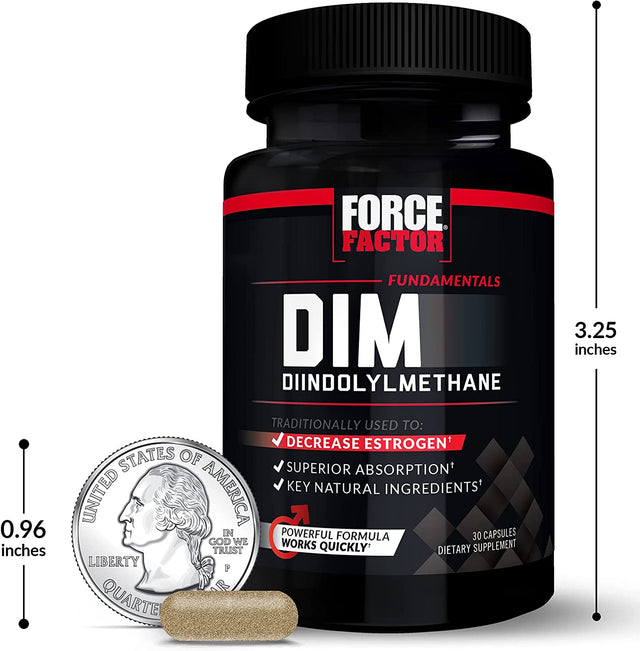 Force Factor DIM Pills to Decrease Estrogen in Men, Diindolylmethane Supplement with Key Natural Ingredients and Superior Absorption, Diindolylmethane 300Mg, Works Fast, 30 Capsules
