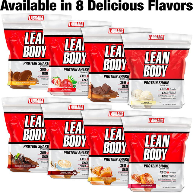 Labrada Lean Body Hi-Energy Meal Replacement Shake, Power Latte, 35G Protein, 2.47Lb