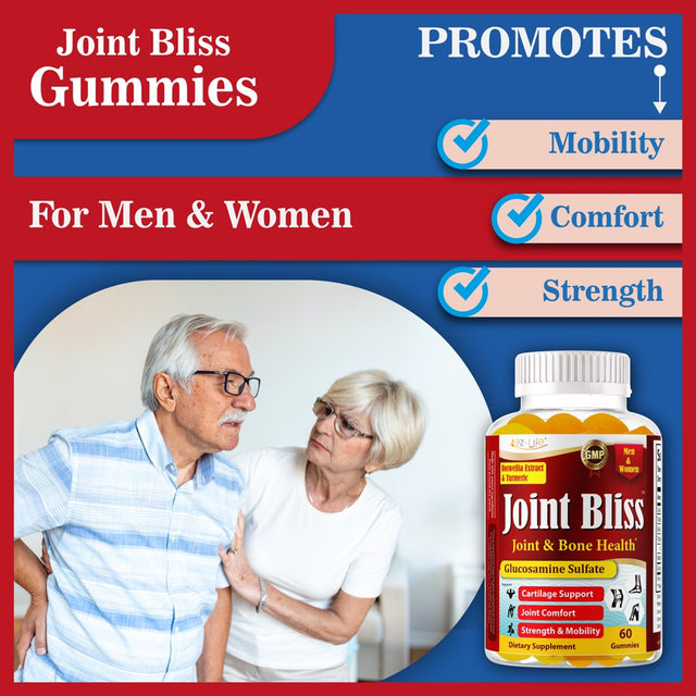 Joint Support Glucosamine Gummies plus Vitamin E, Joint Support Supplement for Occasional Discomfort Relief for Back, Knees & Hands - Joint Health & Flexibility Supplement - 60 Gummies