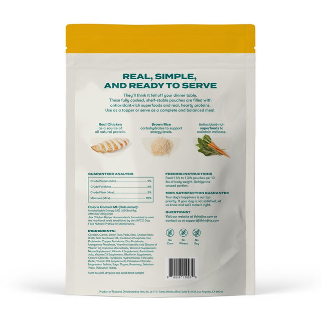 Jinx Homemades Chicken Recipe Wet Natural Dog Food, Whole Grain, 9 Oz. Pouch