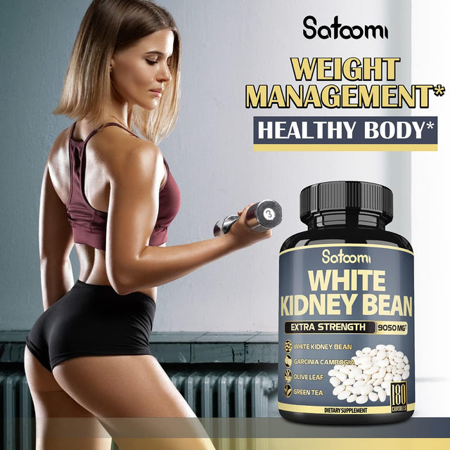 Premium 6 in 1 White Kidney Bean Extract Capsules - 6 Month Supply - Equivalent to 9050Mg - Extra Blend with Olive Leaf, Green Coffee Bean & Green Tea - Support Carb Scale down - 1 Pack 180 Count