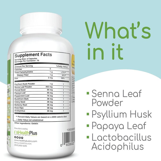 Health plus Super Colon Cleanse Original Formula, 300 Capsules, 75 Servings