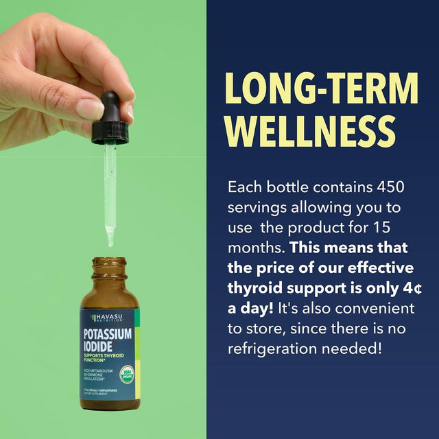 Havasu Potassium Iodide | Iodine Supplement | 1 Year Supply | Iodide Drops | USDA Organic | Nascent Iodine | Vegan, 30 Ml