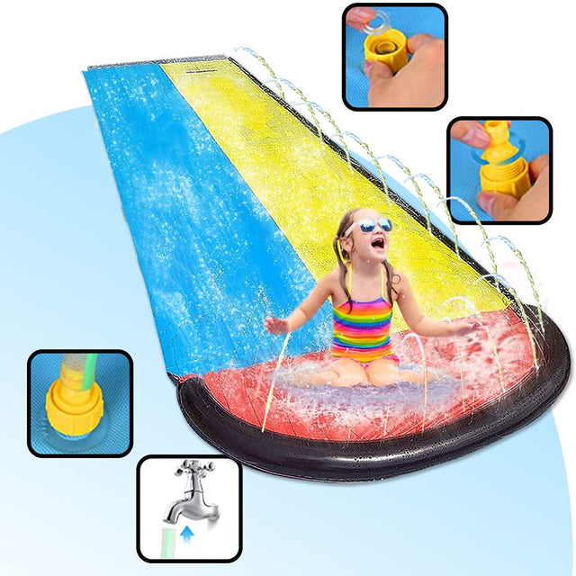 Gaia Lawn Water Slides Inflatable Crash Pad, Summer Backyard Quality PVC Smooth Slick