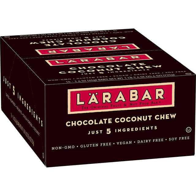 Larabar, Fruit & Nut Bar, Chocolate Coconut Chew, Gluten Free, Vegan (16 Bars) & Gluten Free Bar, Peanut Butter Chocolate Chip, Vegan (16 Bars)